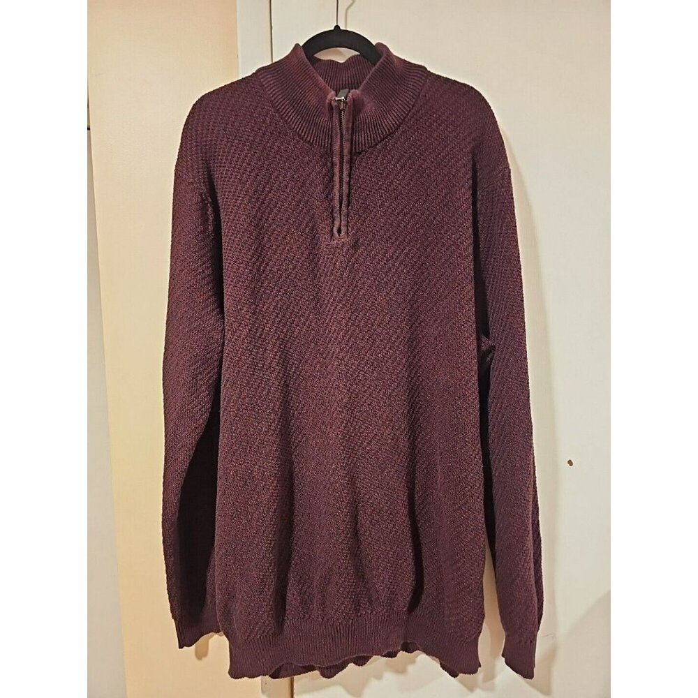 Daniel Hechter Paris Sweater Men’s 2XL Red 1/4 Zip Long Sleeve Preppy, Academia
